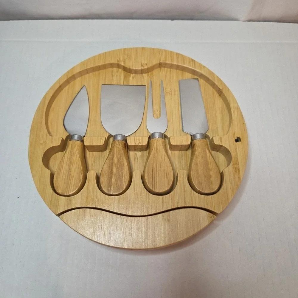 OPEN BOX -‎ Bamboo Cheese Board Gift Set, Wooden Charcuterie Serving Tray